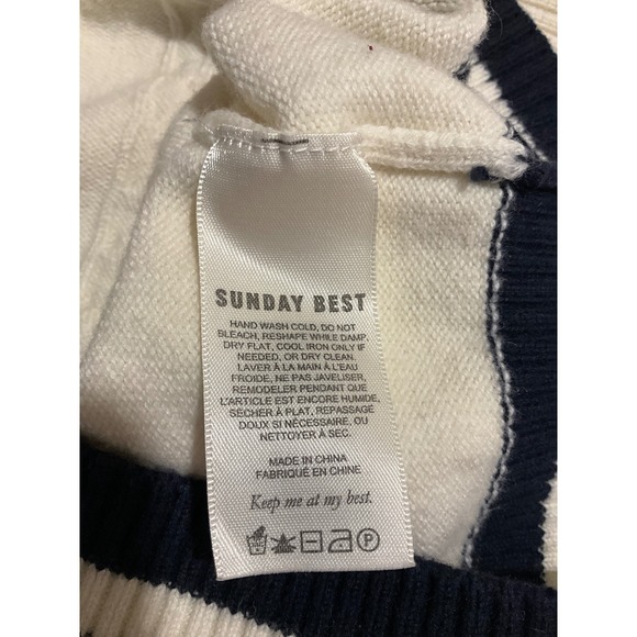 Sunday Best Winston Merino Wool Blend Cropped Sleeveless Sweater Vest Cable Knit - Picture 6 of 7